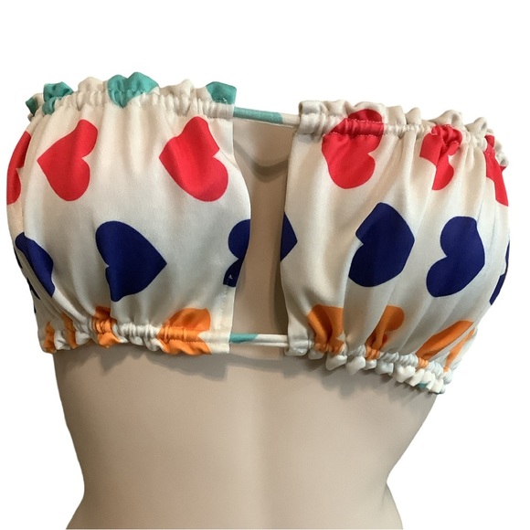 Zuliana Size S Multi Heart Bikini Print Top & Blue Bikini Bottom. New With Tags - Picture 5 of 5